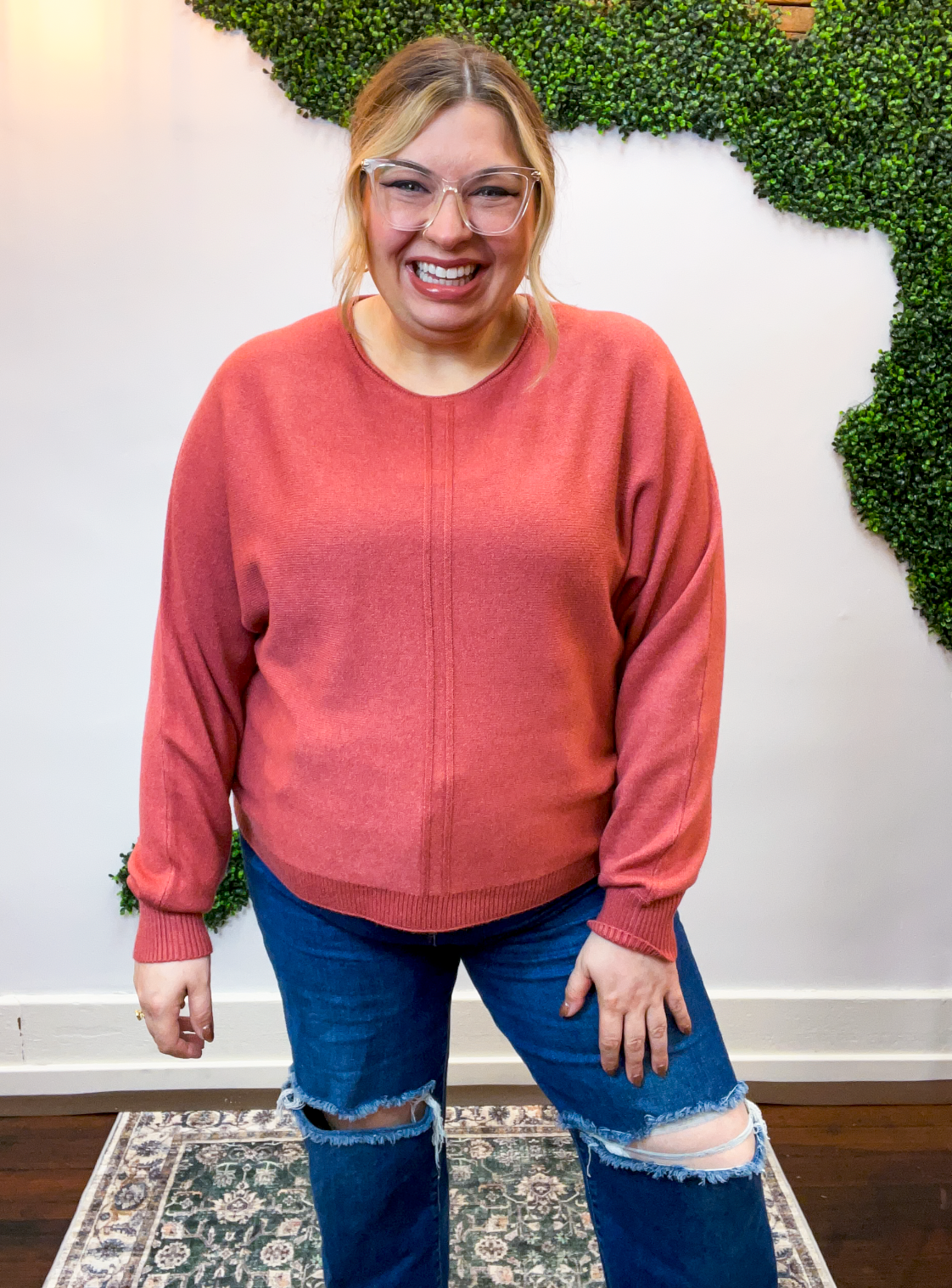 Center of Attention Sweater in Heather Rust
