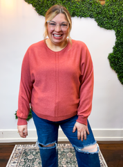 Center of Attention Sweater in Heather Rust