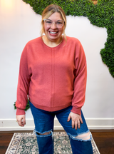 Center of Attention Sweater in Heather Rust
