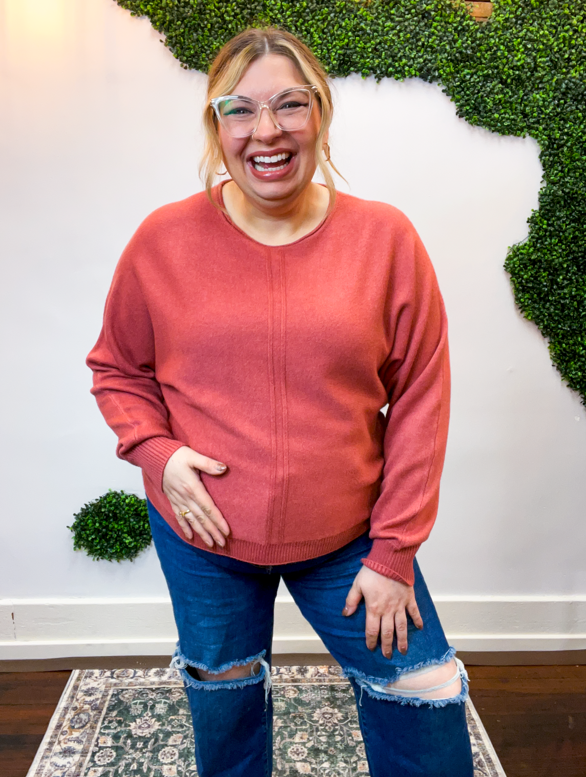 Center of Attention Sweater in Heather Rust