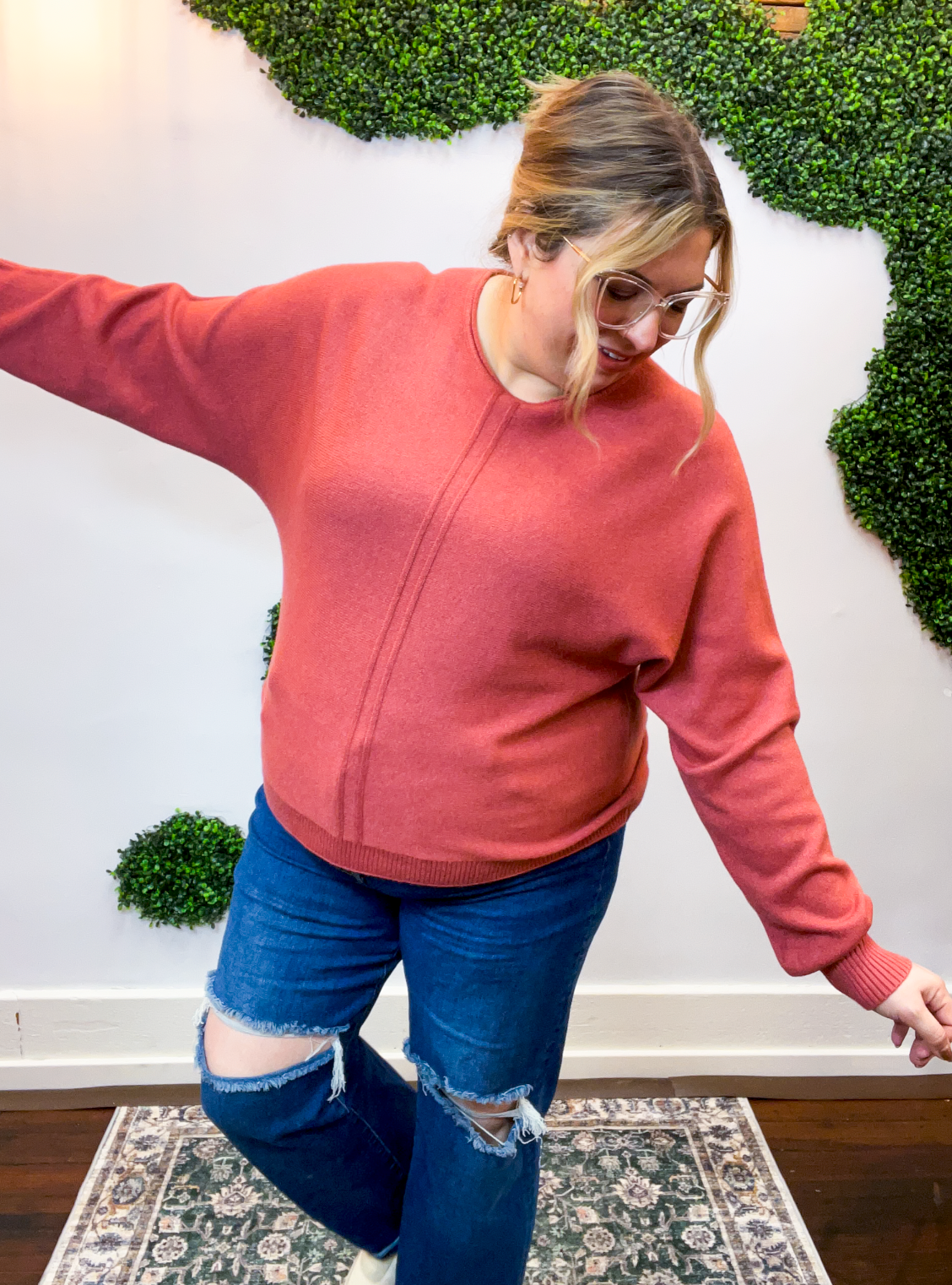 Center of Attention Sweater in Heather Rust