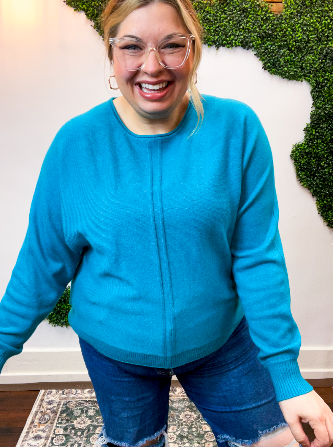 Center of Attention Sweater in Heather Teal