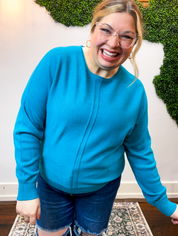 Center of Attention Sweater in Heather Teal