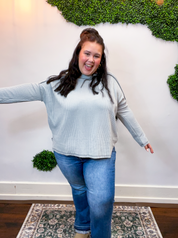 Second Take Raised Rib Long Sleeve Top in Sleet