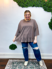 Easel | All Ruffled Up Top in Chocolate