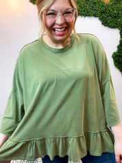 Easel | All Ruffled Up Top in Olive