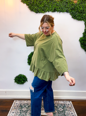 Easel | All Ruffled Up Top in Olive