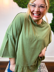 Easel | All Ruffled Up Top in Olive
