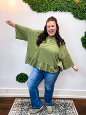 Easel | All Ruffled Up Top in Olive