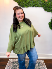 Easel | All Ruffled Up Top in Olive