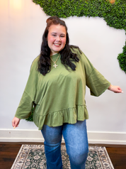 Easel | All Ruffled Up Top in Olive
