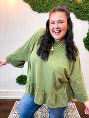 Easel | All Ruffled Up Top in Olive