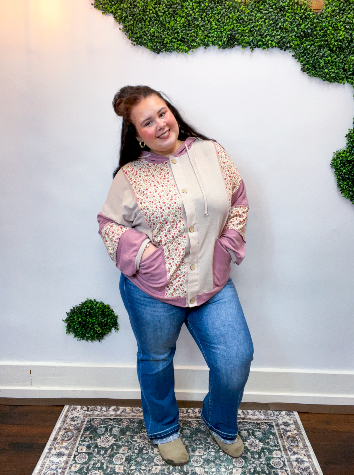 Blooming Fields Button Down Hoodie