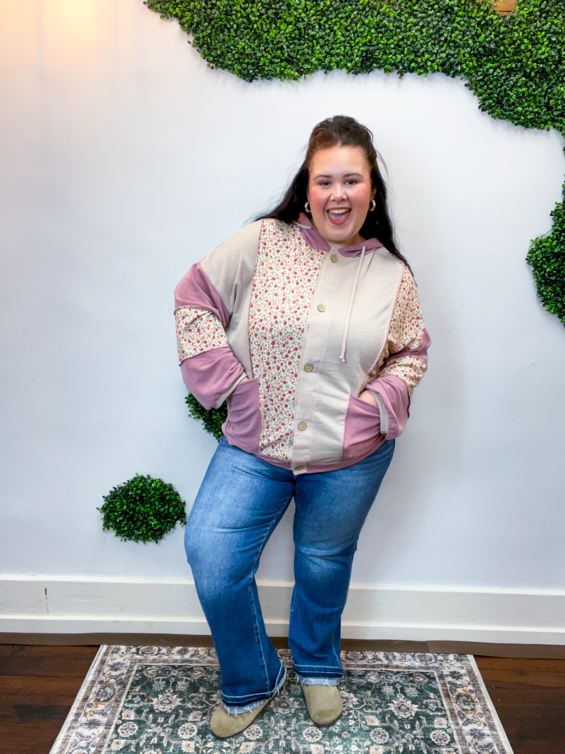 Blooming Fields Button Down Hoodie
