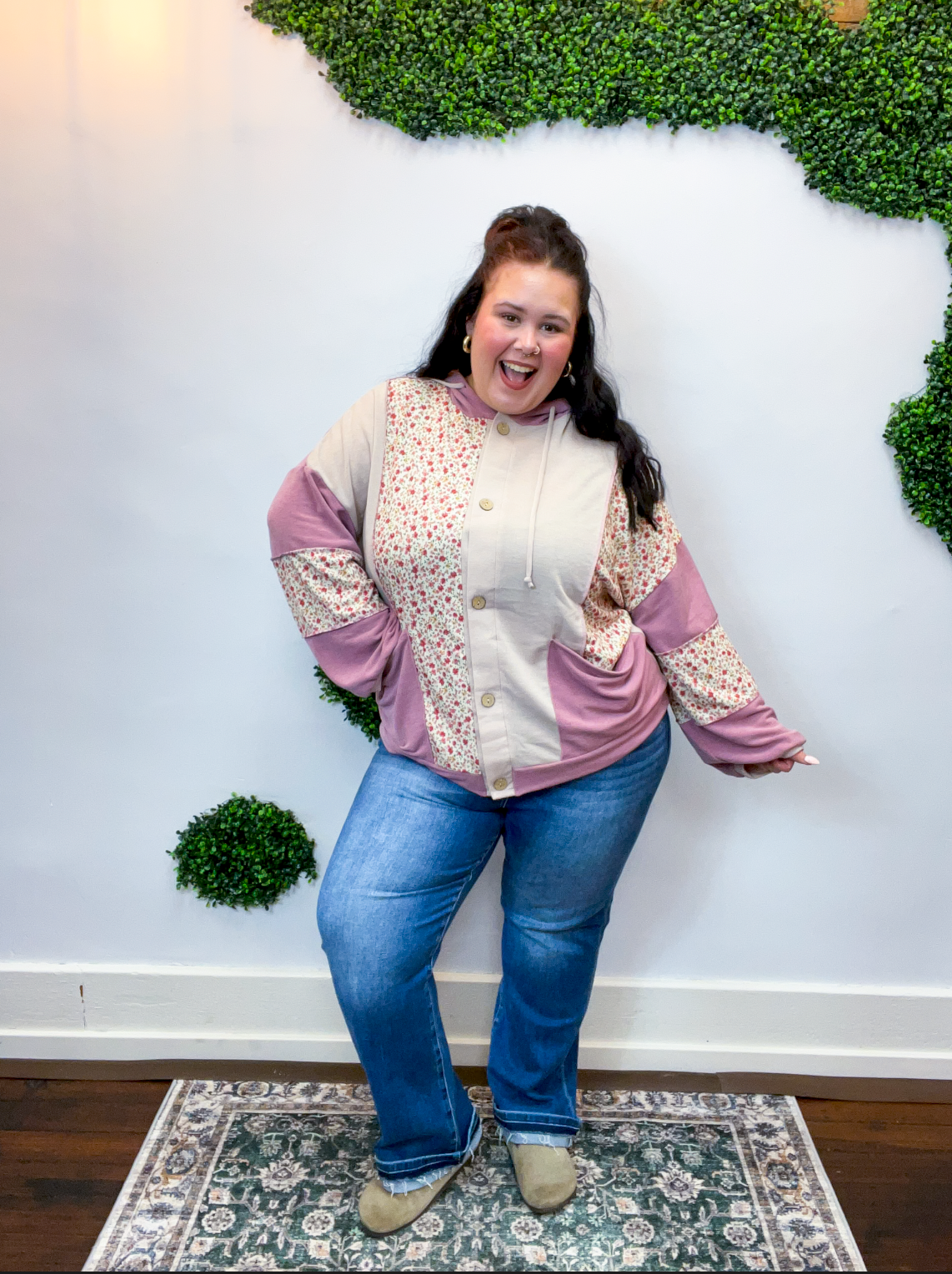 Blooming Fields Button Down Hoodie