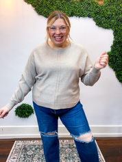Center of Attention Sweater in Heather Mocha