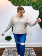 Center of Attention Sweater in Heather Mocha