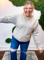 Center of Attention Sweater in Heather Mocha