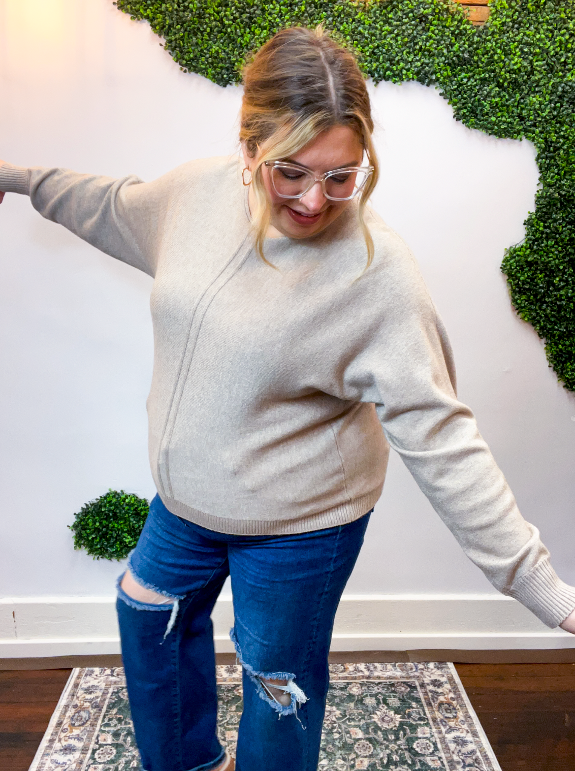 Center of Attention Sweater in Heather Mocha