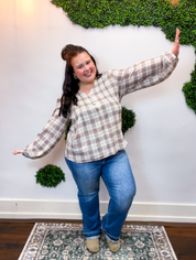Pin Tuck Plaid Blouse