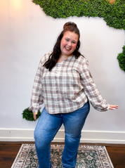 Pin Tuck Plaid Blouse