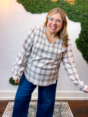 Pin Tuck Plaid Blouse