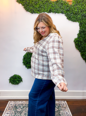 Pin Tuck Plaid Blouse