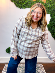 Pin Tuck Plaid Blouse