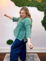 Weathered & Worn Sweater in Hunter Green