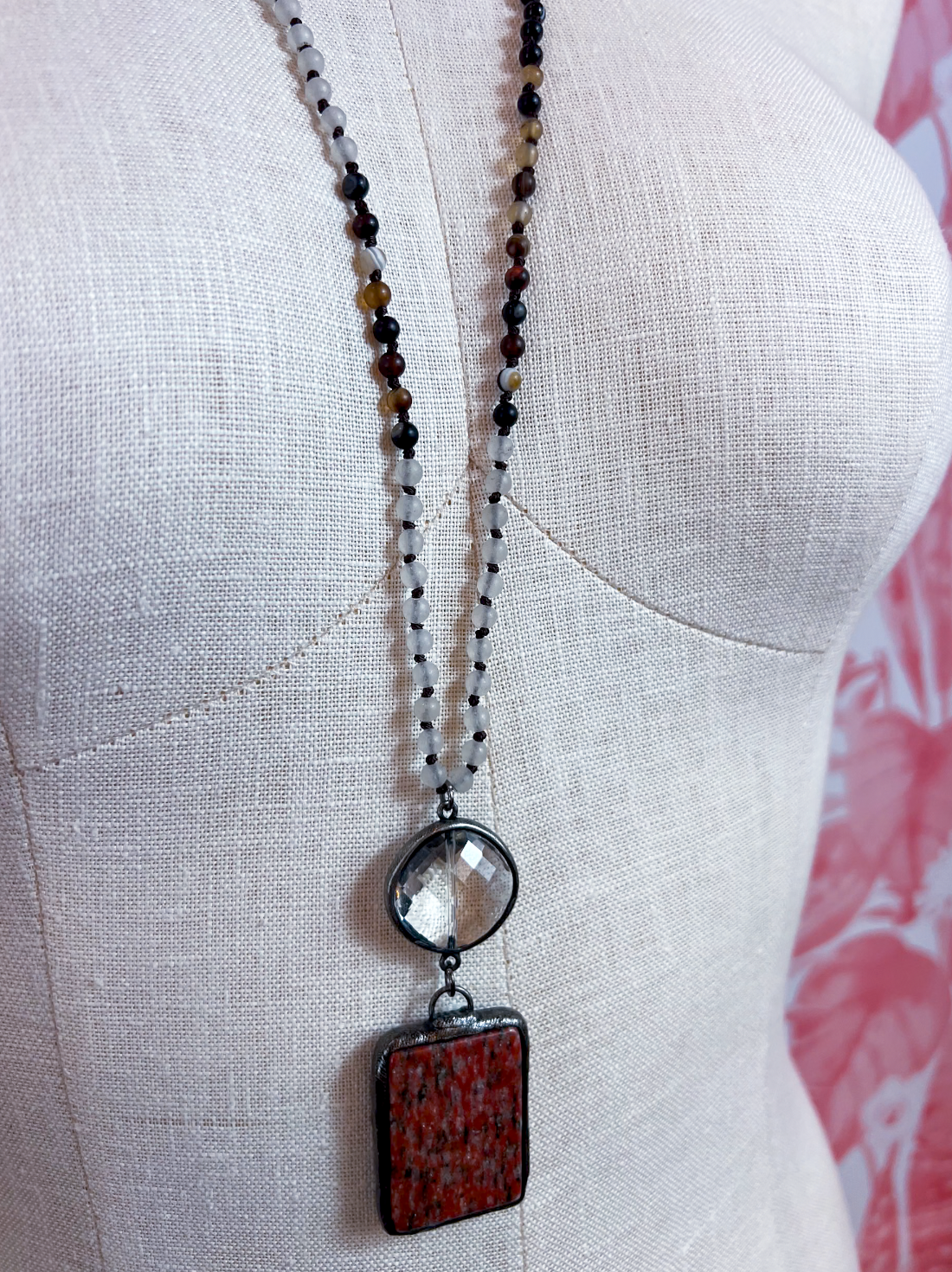 Rustic Jewel Pendant Necklace *Final Sale*