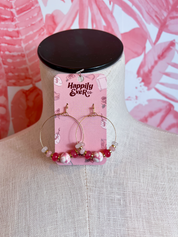 Confetti Bead Hoop Earrings in Pink *Final Sale*