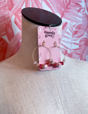 Confetti Bead Hoop Earrings in Pink *Final Sale*