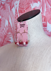 Confetti Bead Hoop Earrings in Pink *Final Sale*