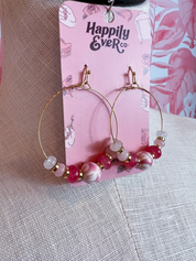 Confetti Bead Hoop Earrings in Pink *Final Sale*