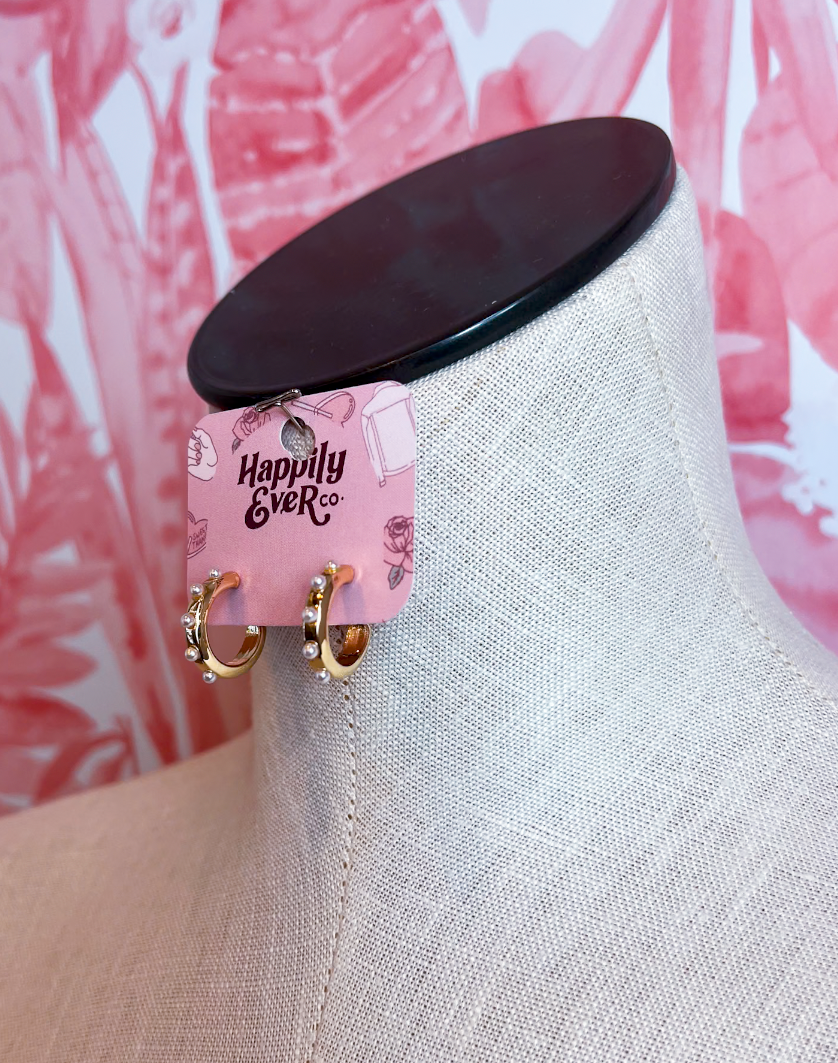 Pearl Studded Hoop Earrings *Final Sale*