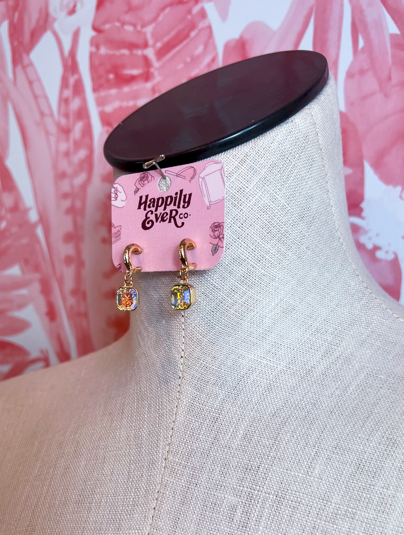 Iridescent Charm Huggie Hoops *Final Sale*