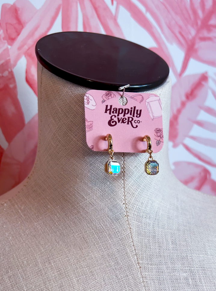 Iridescent Charm Huggie Hoops *Final Sale*