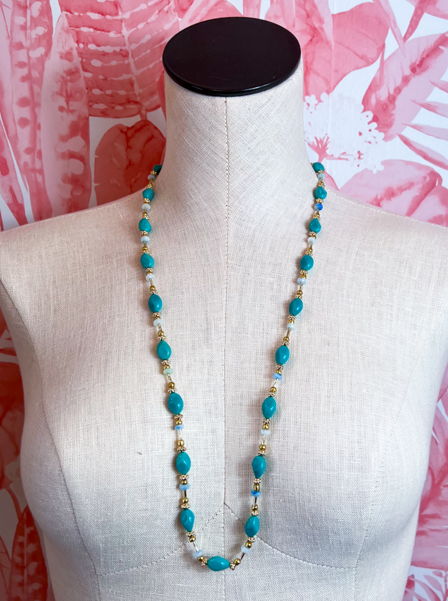 Beaded Trail Necklace in Turquoise *Final Sale*