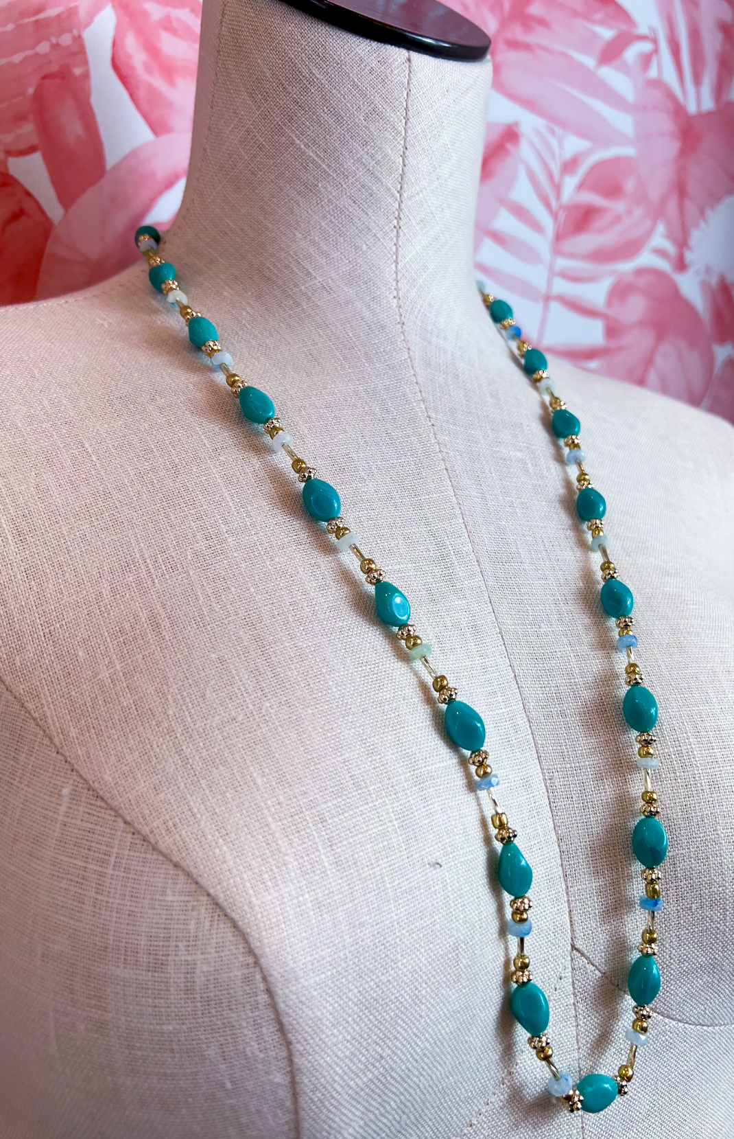 Beaded Trail Necklace in Turquoise *Final Sale*