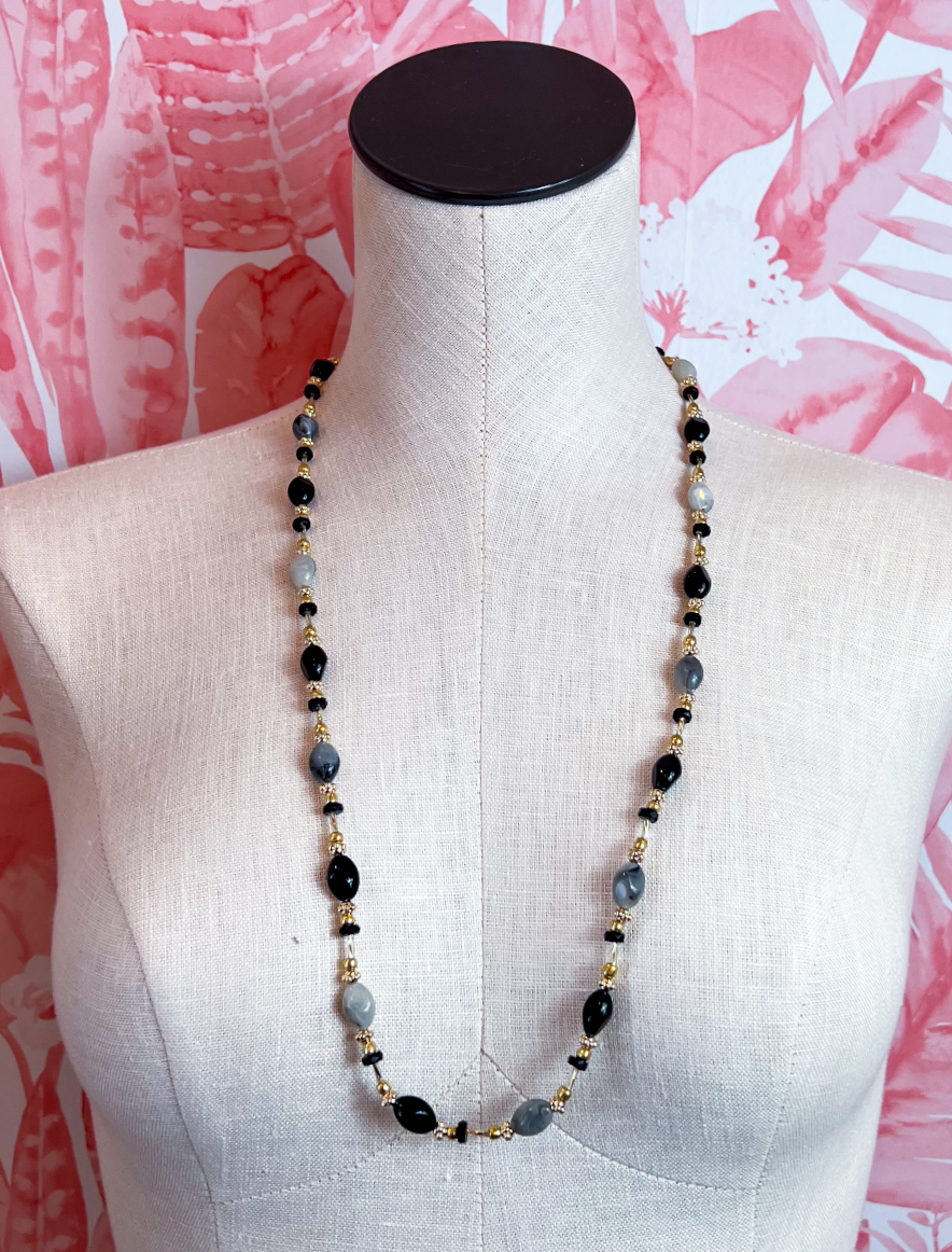 Beaded Trail Necklace in Black  *Final Sale*