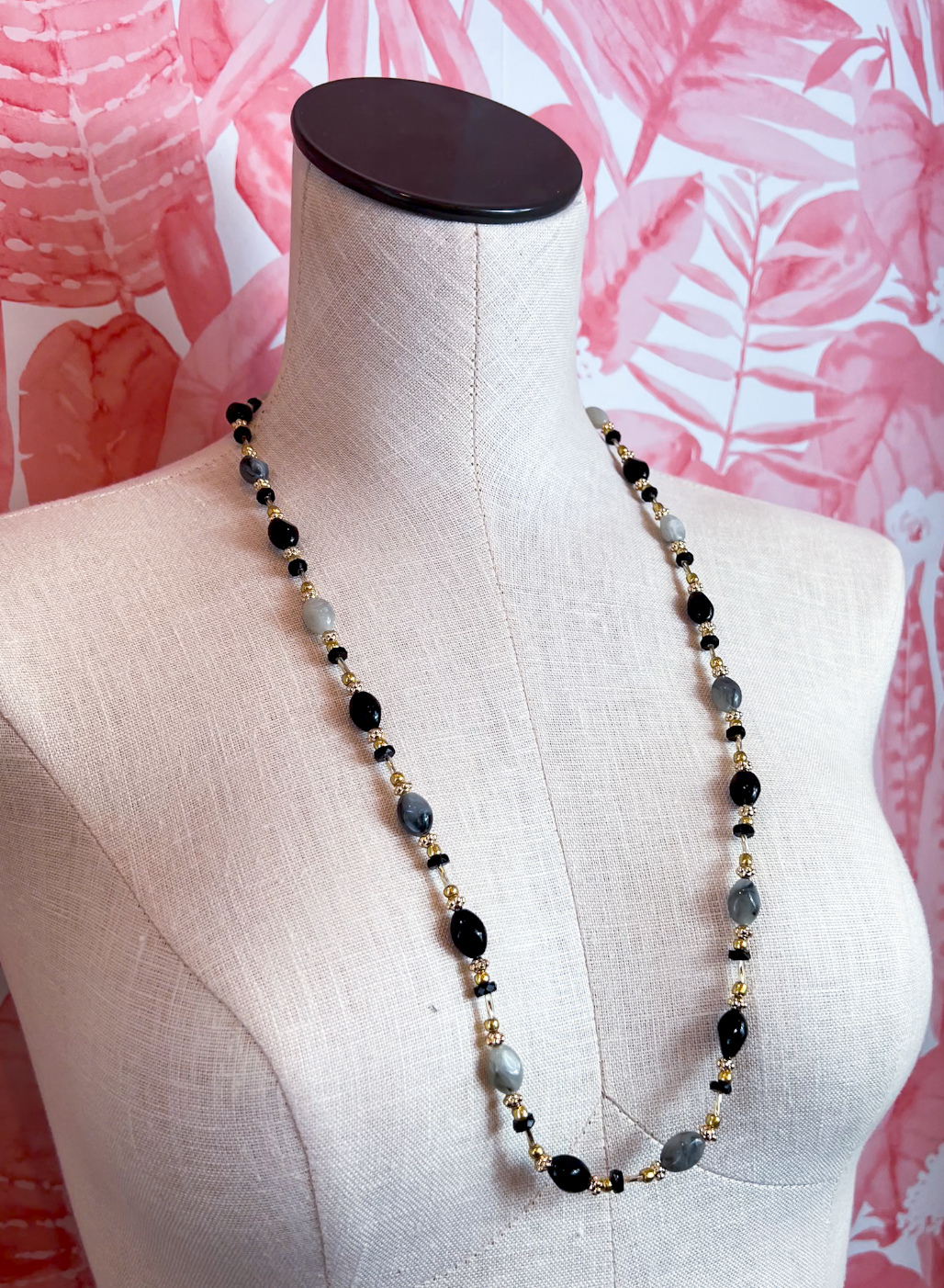Beaded Trail Necklace in Black  *Final Sale*