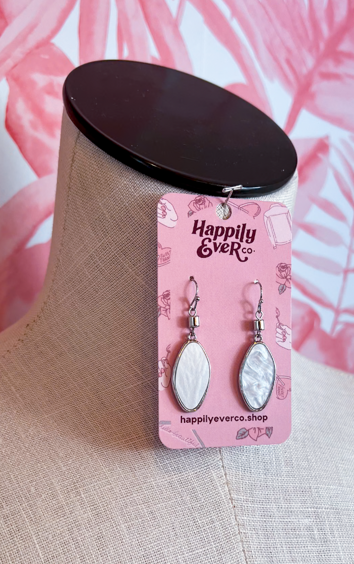 Mother of Pearl Oval Drops in Silver *Final Sale*