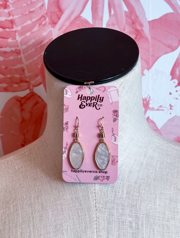 Mother of Pearl Oval Drops in Gold  *Final Sale*