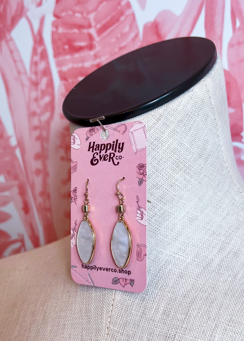 Mother of Pearl Oval Drops in Gold  *Final Sale*