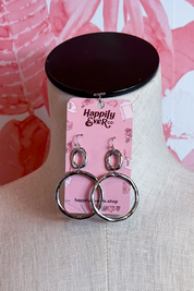 Double Circle Drop Earrings in Silver  *Final Sale*