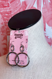 Double Circle Drop Earrings in Silver  *Final Sale*