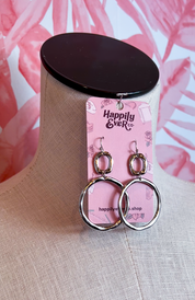 Double Circle Drop Earrings in Silver  *Final Sale*
