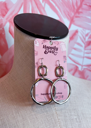 Double Circle Drop Earrings in Silver  *Final Sale*