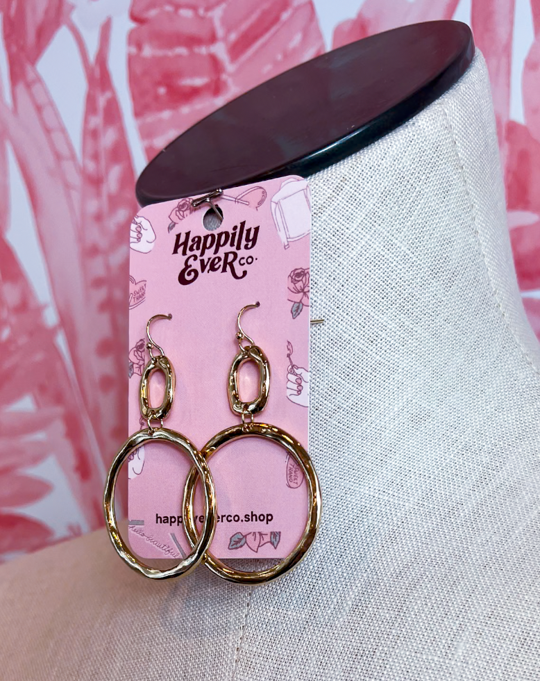 Double Circle Drop Earrings in Gold  *Final Sale*
