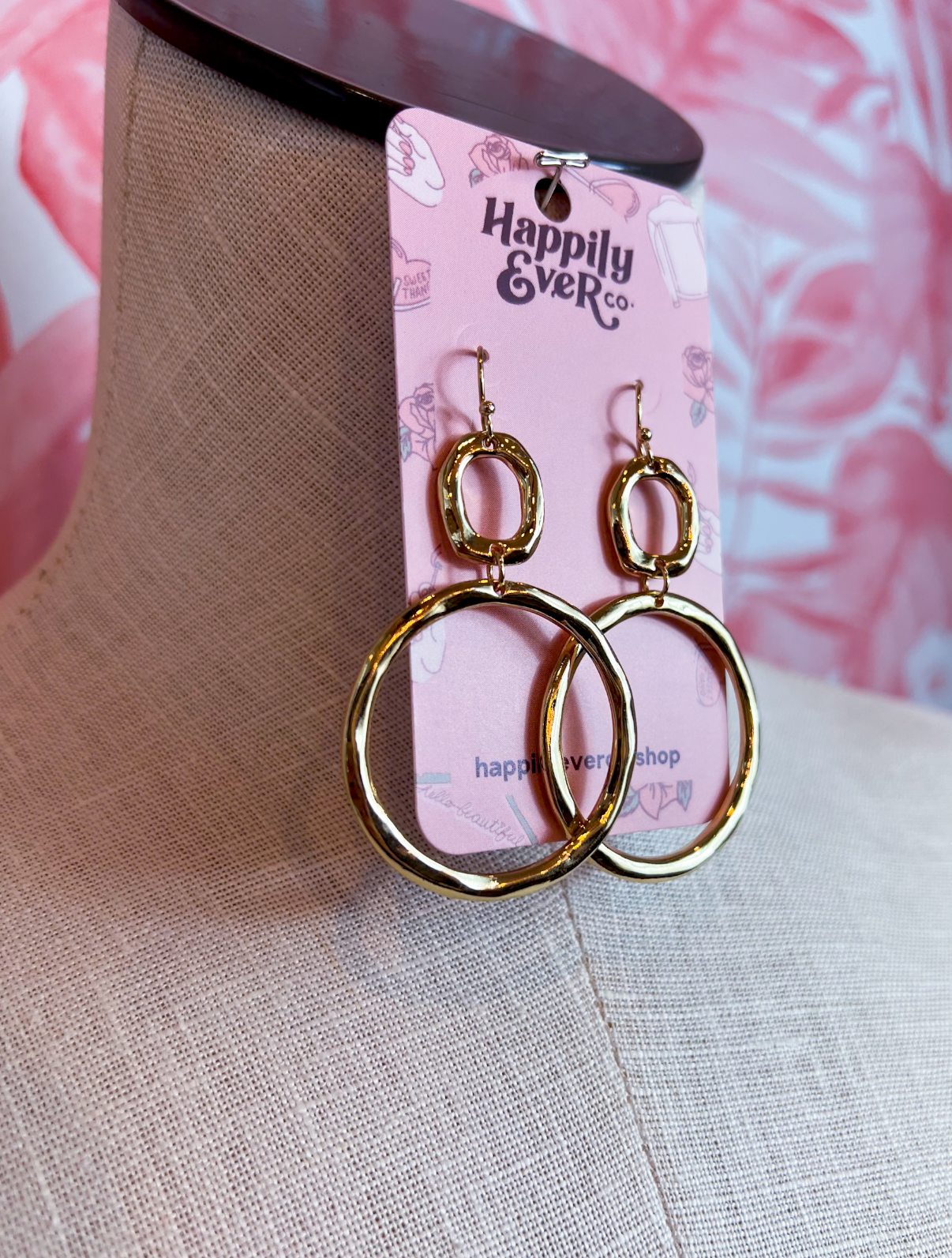 Double Circle Drop Earrings in Gold  *Final Sale*
